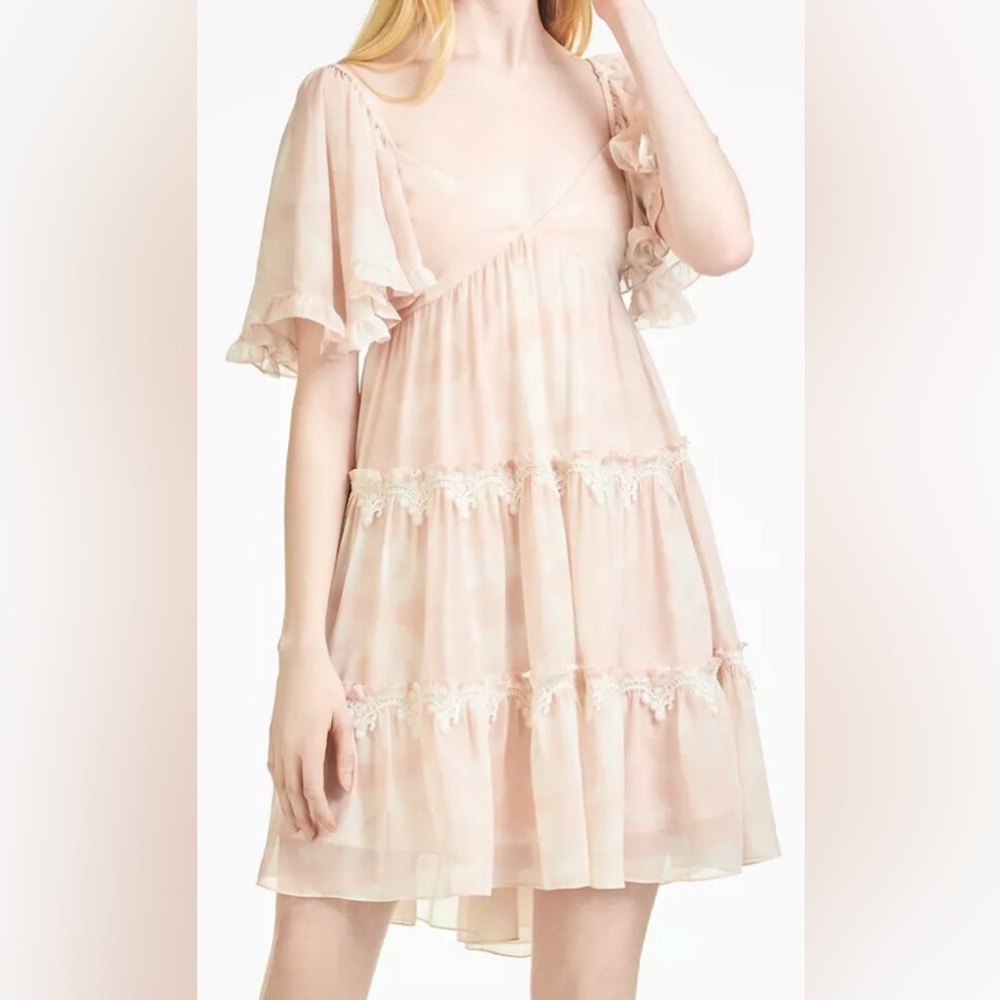 NWT Sachin & Babi Melanie Flutter Sleeve‎ Mini Dress in Soft Pink - M